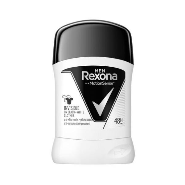 Deodorant Antiperspirant Stick pentru Barbati - Rexona Men MotionSense Invisble Black&amp;White 48h, 50ml