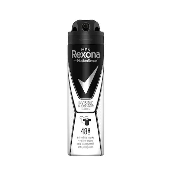 Deodorant Antiperspirant Spray pentru Barbati - Rexona Men MotionSense Invisible Black&amp;White 48h, 150ml