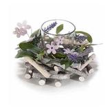 Suport lumanare din lemn decorat cu lavanda artificiala 16x9 cm - Decorer