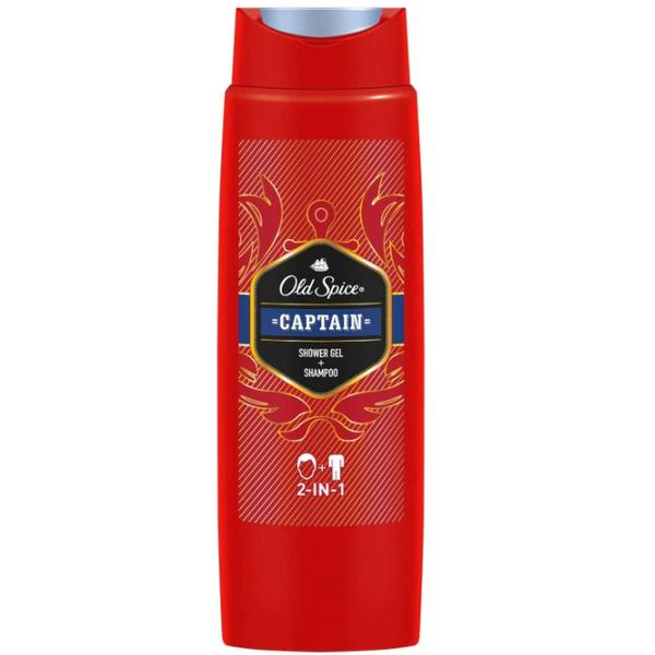 Gel de Dus si Sampon pentru Barbati - Old Spice Captain Shower Gel + Shampoo, 250 ml