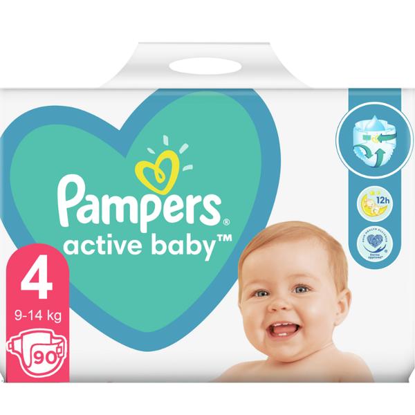 Scutece pentru Bebelusi - Pampers Active Baby, marimea 4 (9-14 kg), 90 buc