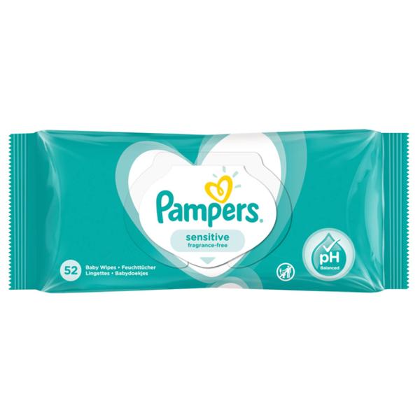 Servetele Umede pentru Pielea Sensibila a Bebelusilor - Pampers Sensitive, 52 buc