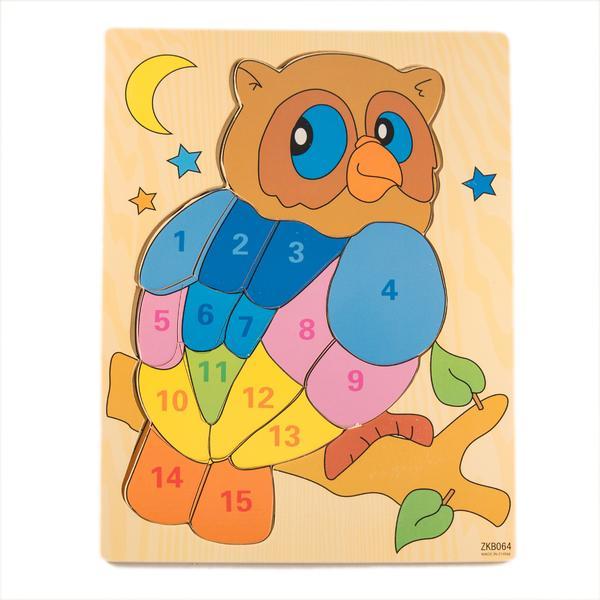 Puzzle educativ din lemn, Bufnita, 7Toys