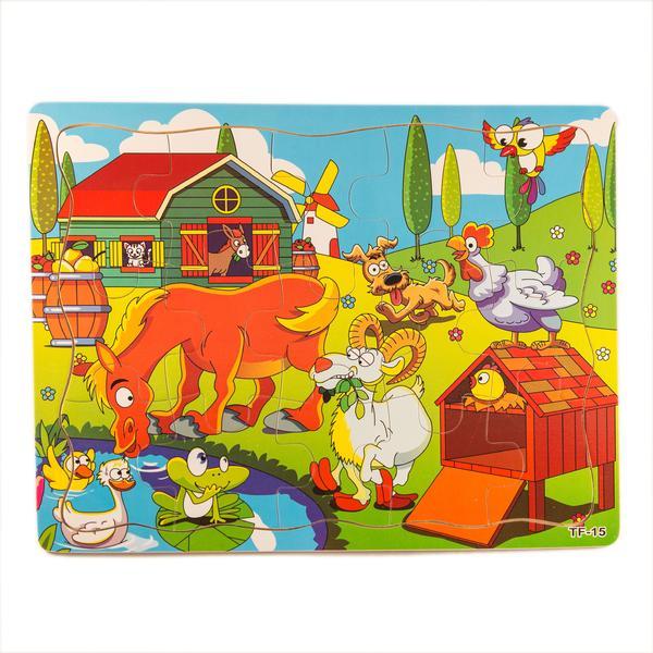 Puzzle din lemn, la ferma, 7Toys