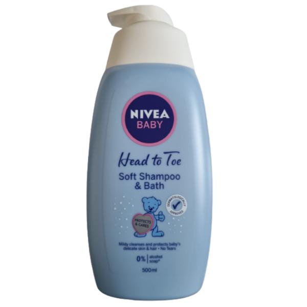 Sampon si Spuma de Baie pentru Bebelusi - Nivea Baby Head to Toe Shampoo &amp; Bath, 500 ml