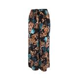 Fusta-pantalon, Univers Fashion, 2 buzunare, negru cu imprimeu floral turcoaz, L