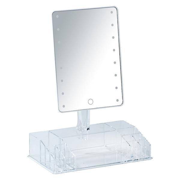 Oglinda cosmetica Led cu organizator cosmetice Farnese, 18.5x25.5 cm