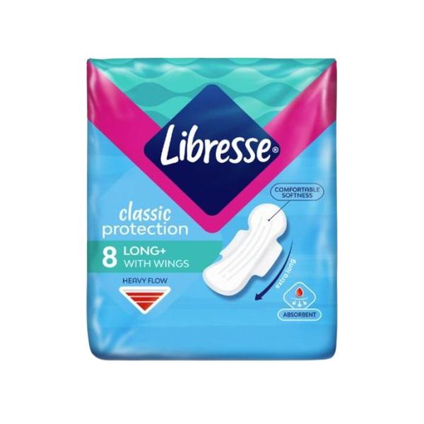 Absorbante cu Aripioare - Libresse Classic Protection Long+ with Wings, 8 buc