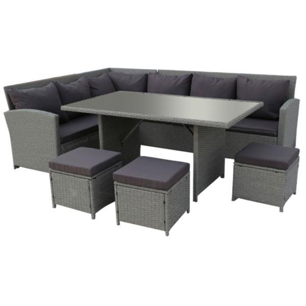 Set mobilier gradina rattan artificial gri 5 piese Stark