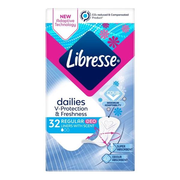 Absorbante Zilnice cu Parfum - Libresse Dailies Fresh & Protect Regular Deo, 32 buc