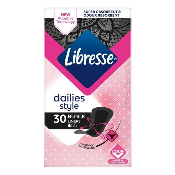 Absorbante Zilnice Negre - Libresse Dailies Style Black Liners, 30 buc