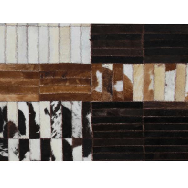 Covor de lux din piele negru maro alb patchwork 201x300 cm