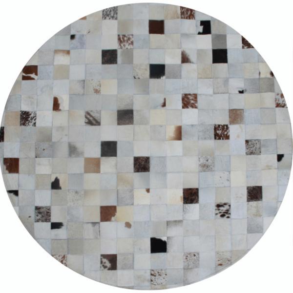 Covor de lux din piele alb gri maro patchwork 200x200 cm