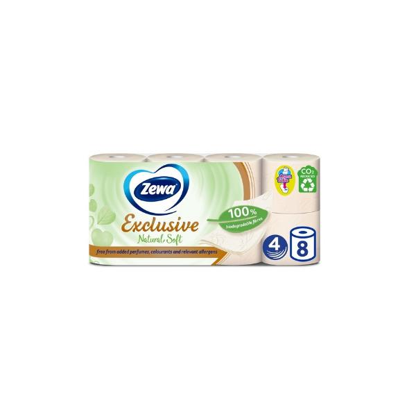 Hartie Igienica Naturala Fina 4 straturi - Zewa Exclusive Natural Soft, 8 role