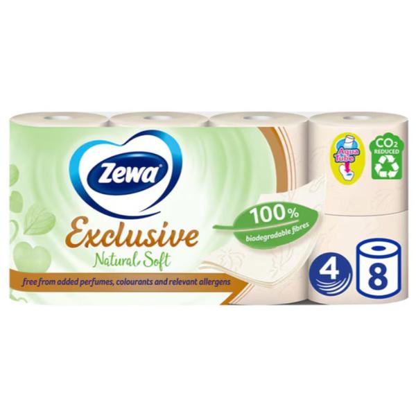 Hartie Igienica Naturala Fina 4 straturi - Zewa Exclusive Natural Soft, 8 role