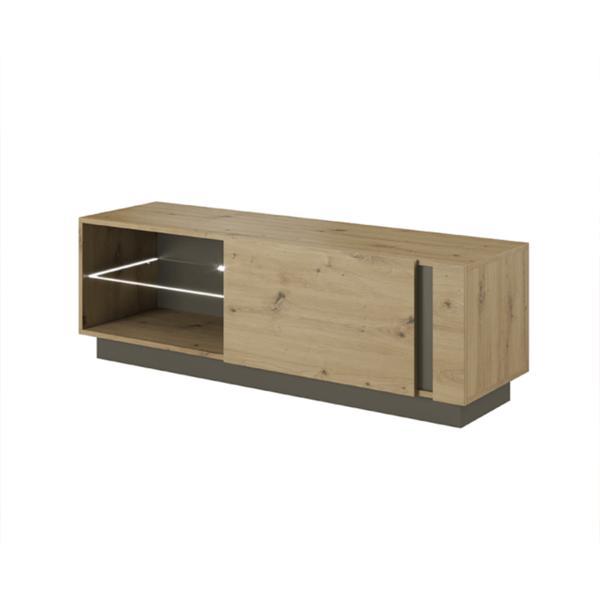 Comoda TV, din mdf stejar artisan grafit gri, City, 138x40x46 cm