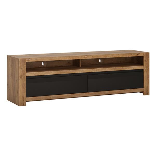 Comoda TV, din mdf maro stejar lefkas negru mat, Lucita, 168x42x53 cm