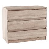 Comoda, cu 3 sertare din mdf maro stejar sonoma, Hany, 90x49x73 cm