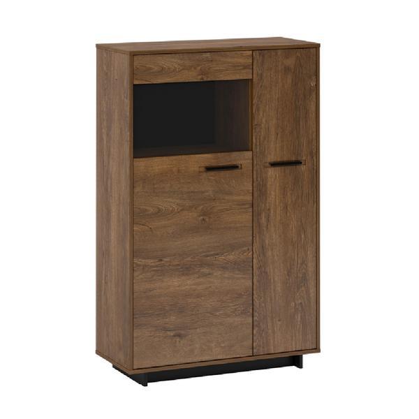 Comoda, din mdf maro stejar bolzano negru stanga, Delis, 89x38x180 cm