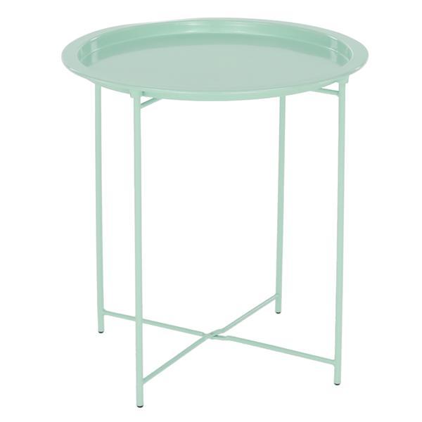 Masuta cafea cu tava detasabila din metal verde menta Render 47x47x50 cm