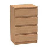 Comoda, cu 4 sertare din mdf maro fag, Hany, 60x49x95 cm