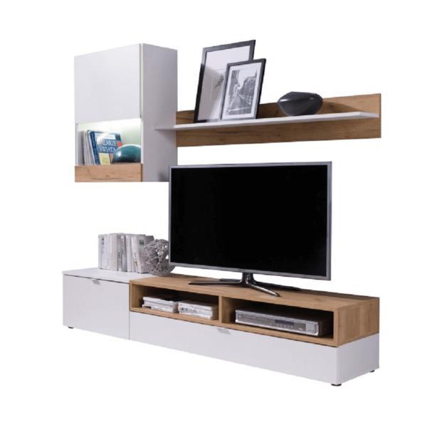 Set mobilier living mdf alb stejar Roso 175x39x34 cm