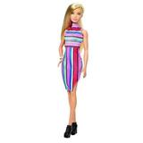 Papusa Mattel Barbie Fashionistas, par blond, rochie curcubeu