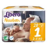 Scutece pentru Nou Nascuti - Libero Newborn, marime 1 (2-5 kg), 28 buc