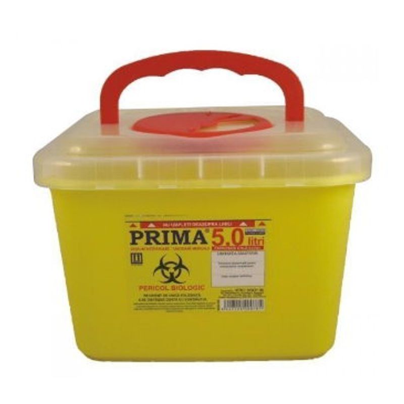 Recipient Plastic Deseuri Intepatoare - Prima ADR Plastic Container for Sharp Stinging Waste 5 litri