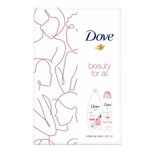 Set Cadou Regenerant - Dove Beauty for All Relaxing Care Gel de Dus 250ml + Deodorant Spray 150ml