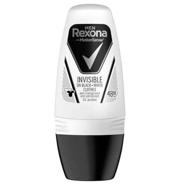 Deodorant Antiperspirant Roll-on pentru Barbati - Rexona Men MotionSense Invisible Black&amp;White 48h, 50ml