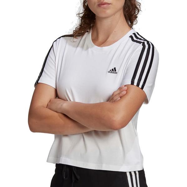 Tricou femei adidas Essentials Loose 3-Stripes Cropped GL0778, XS, Alb