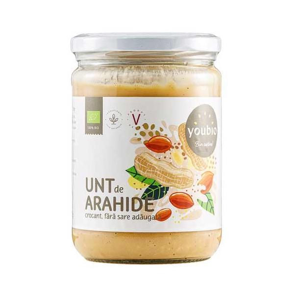 Unt de Arahide Crocant Bio Youbio, 500g