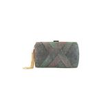 Gentuta Mica de Dama, Design Elegant, Material Glamour, Tip Clutch, cu Lantisor, Gri Metal