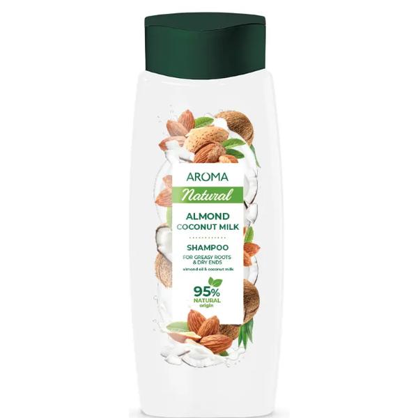 Sampon cu Migdale si Cocos pentru Radacini Grase si Varfuri Uscate - Aroma Natural Almond Coconut Milk Shamoo for Greasy Roots&Dry Ends, 400 ml