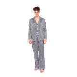 Pijama Barbat din Satin de Matase cu Imprimeu Dungi marime S