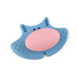 Buton pentru mobila copii Joy Pisica, finisaj bleu cu nasuc roz CB, 30 mm