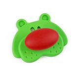 Buton pentru mobila copii Joy Ursulet, finisaj verde cu nasuc rosu CB, 30 mm