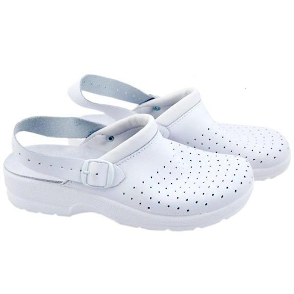 Saboti Piele Bareta Reglabila - Prima Perforated Leather Clogs with Adjustable Belt marime 41