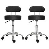  Set 2x Scaun salon cu spatar Negru, Taburet rotativ pe roti