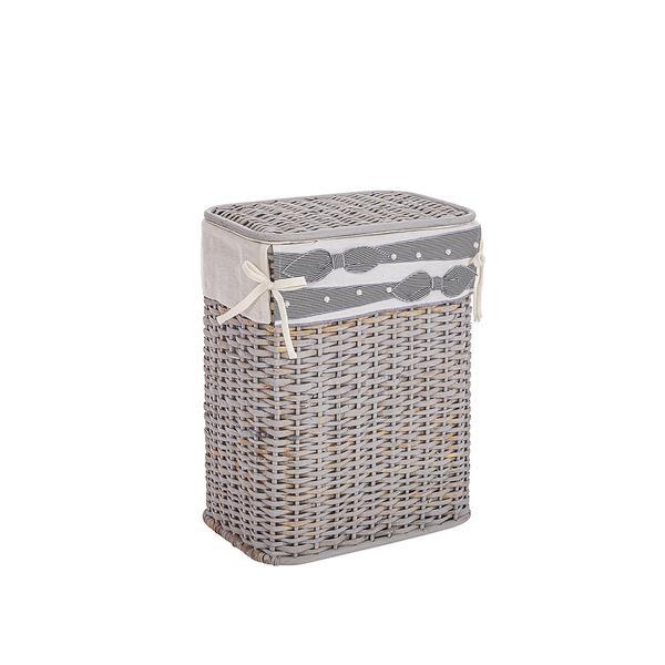 Cos rufe din rattan gri Elegantly 38x25x48 cm