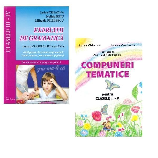 Pachet Lizuka Educativ Compuneri Tematice Pentru Clasele 3-4 + Exercitii De Gramatica - Luiza Chiazn, editura Lizuka Educativ