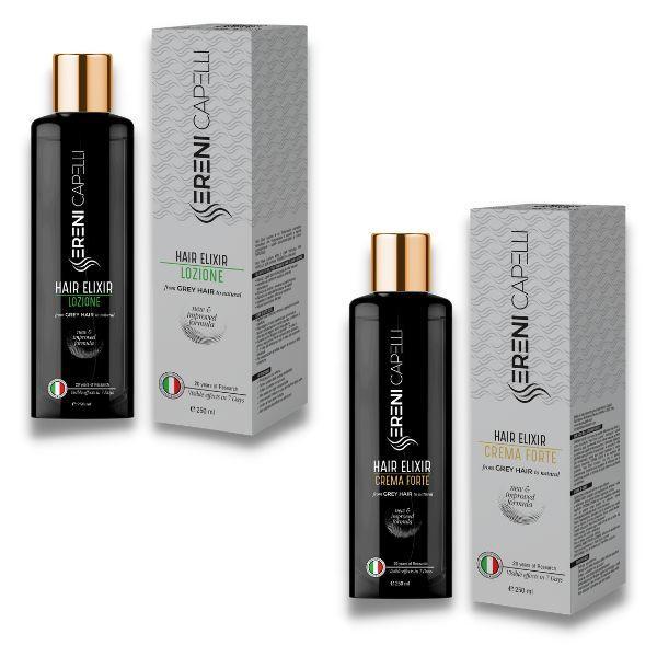 Pachet Tratament Fire Par albe - 1x Crema Forte 250ml + 1x HairElixir Lozione 250ml Sereni Capelli