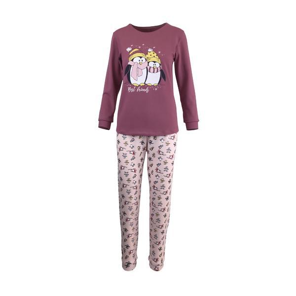 Pijama dama, Univers Fashion, bluza mov inchis si pantaloni roz, M