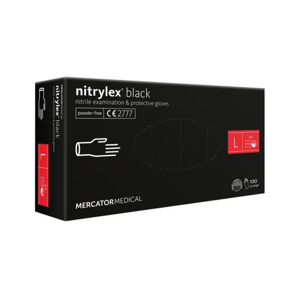 Set Manusi Nitrylex black, Nitril, nepudrate, negru, marimea L, 100buc