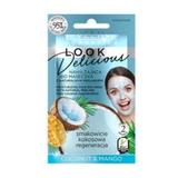 Masca de fata bio hidratanta, Eveline Cosmetics, Look Delicious, cu cocos si mango, 10 ml