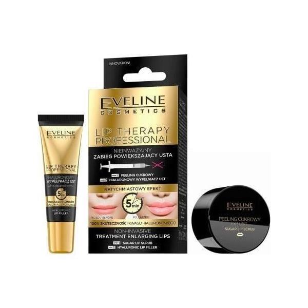 Tratament non-invaziv pentru volumul buzelor Lip Therapy, Eveline Cosmetics, 7 ml scrub si 12 ml ser cu acid hialuronic