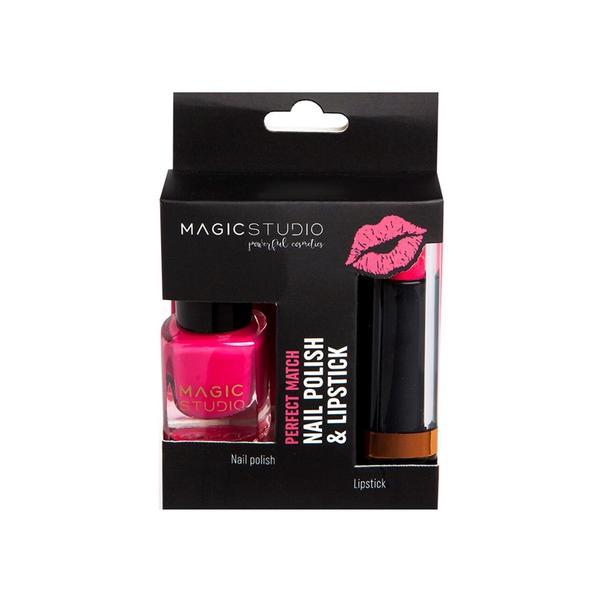 Set Perfect Match, Ruj de buze mat si Lac de unghii Glossy, Nr.04 Intense Pink, Magic Studio, 4g