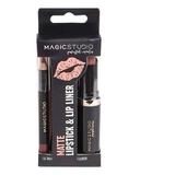 Set Perfect Lips, Ruj de buze mat si creion pentru contur asortat, Nr. 1, Deep Brown, Magic Studio, 4g