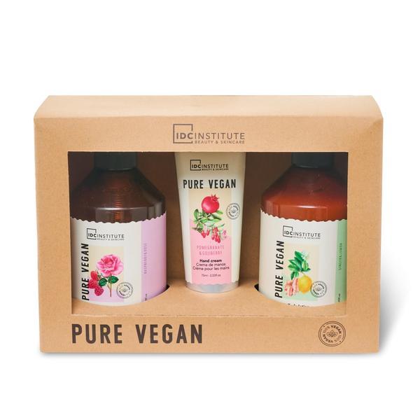 Set cadouingrijire Pure Vegan IDC Institute 42039, (250 ml&nbsp;gel de dus, 250&nbsp;ml&nbsp;lotiune de corp, 75 ml crema de maini)